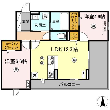 ル コンテ(2LDK/3階)の間取り写真