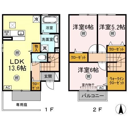サンヴィオレ　Ａ棟(3LDK)の間取り写真