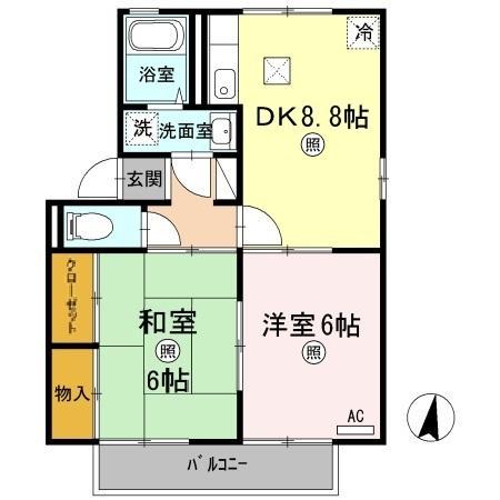 ロイヤルパレス新倉 A棟(2DK/1階)の間取り写真