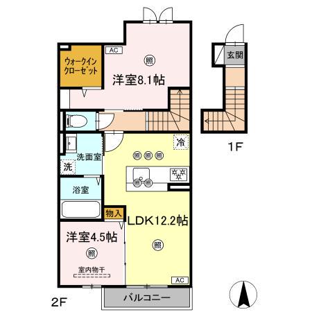 ナイス 二番館(2LDK/2階)の間取り写真