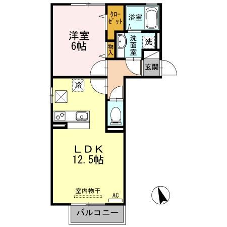 チェリーブロッサムC棟(1LDK/1階)の間取り写真