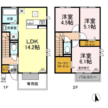 クレセント中島ＩＩ(3LDK)の間取り写真