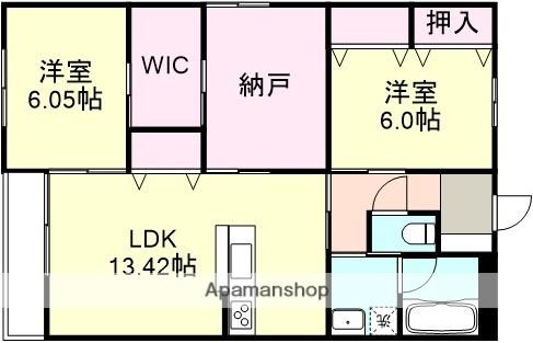 ALMA倉敷A(2SLDK/1階)の間取り写真