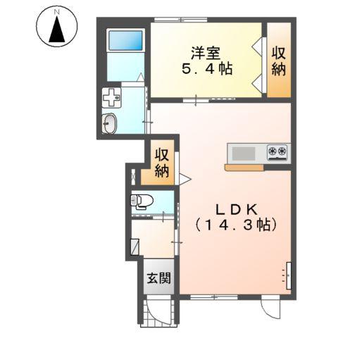 ヴァンノア (1LDK/1階)の間取り写真