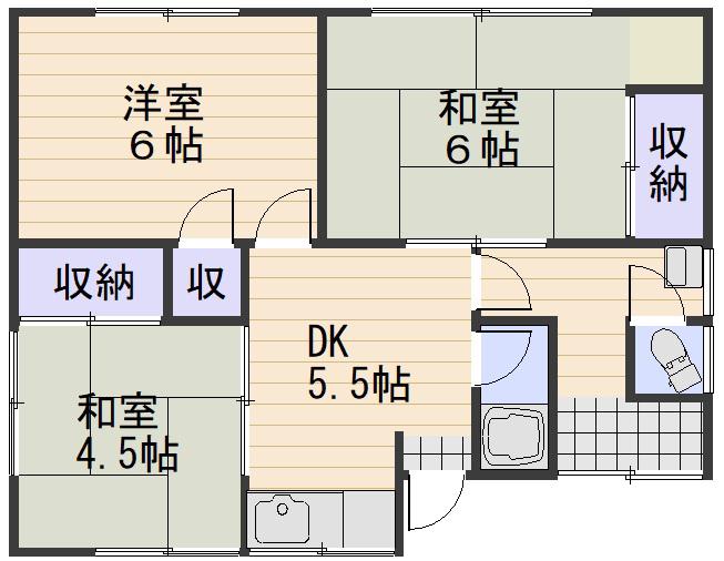 赤穂線 大多羅駅 徒歩40分 1階建 築54年(3K)の間取り写真