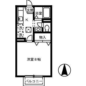 メゾンたちばな B(1K/2階)の間取り写真