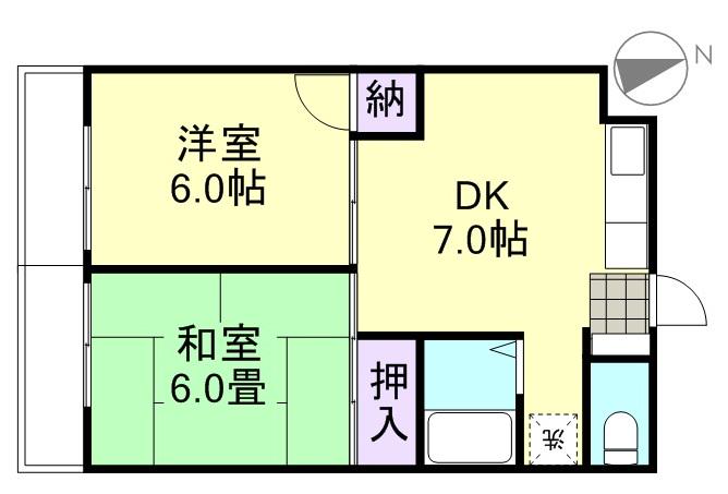 えきまえマンション(2DK/3階)の間取り写真