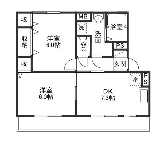 アルテール吉田(2DK/2階)の間取り写真
