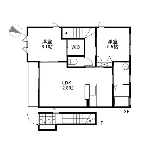 ガーデンクレスD棟(2LDK/2階)の間取り写真