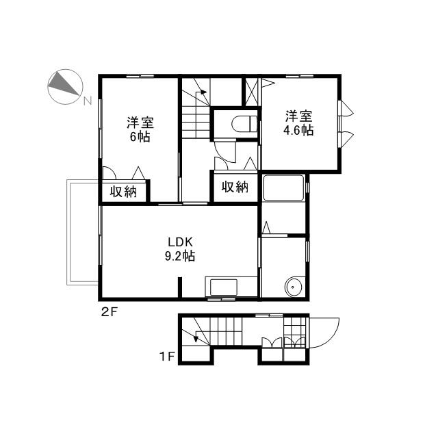 シャーメゾン江崎(2DK/2階)の間取り写真