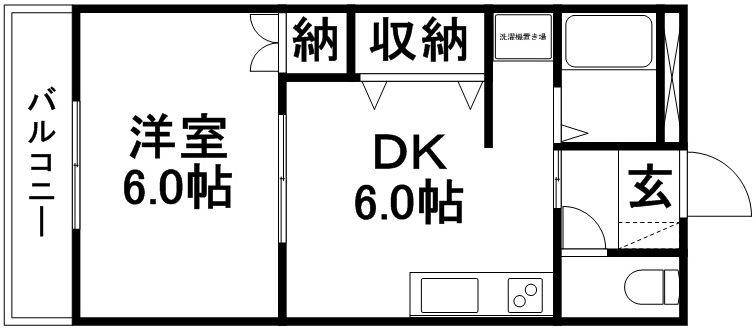 メゾネットウイング(1DK/2階)の間取り写真