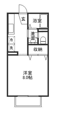 フローラル・コート(1K/1階)の間取り写真