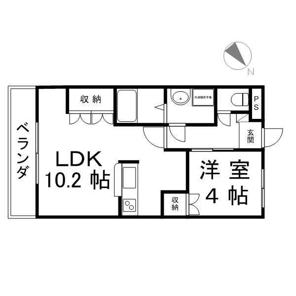 グランドウルス中島(1LDK/2階)の間取り写真