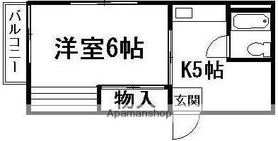 メゾン富士岡山(1K/2階)の間取り写真