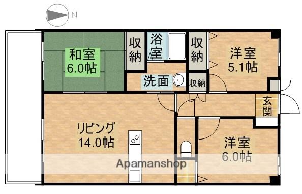 ルネス下中野マンション(3LDK/3階)の間取り写真