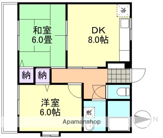 メゾン多々野(2DK/2階)の間取り写真