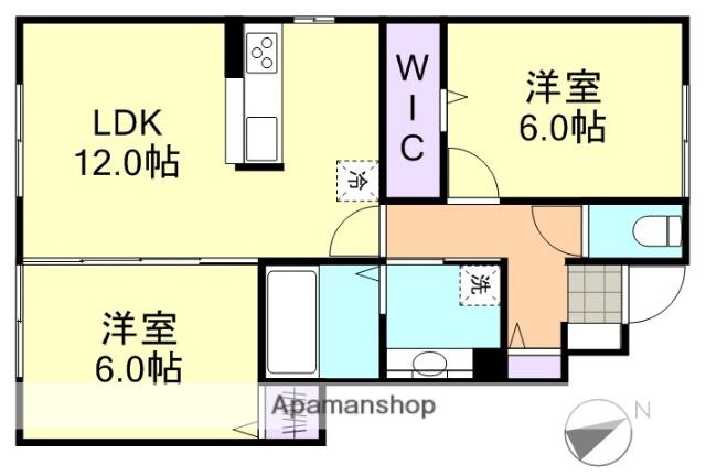 D-ROOM神田(2LDK/1階)の間取り写真