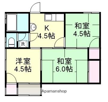 水島臨海鉄道 西富井駅 徒歩15分 1階建 築67年(3K)の間取り写真