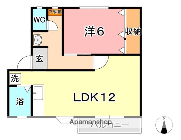グランアムールもずⅡ(1LDK/2階)の間取り写真