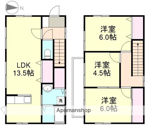 岡山県倉敷市 2階建 築22年(3LDK)の間取り写真