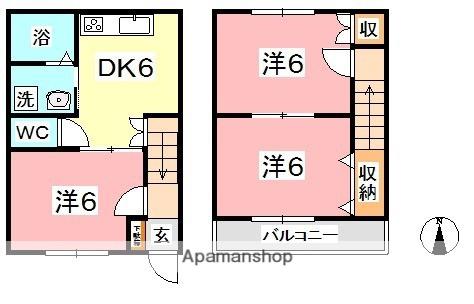 山陽本線 新倉敷駅 徒歩22分 2階建 築23年(3DK)の間取り写真