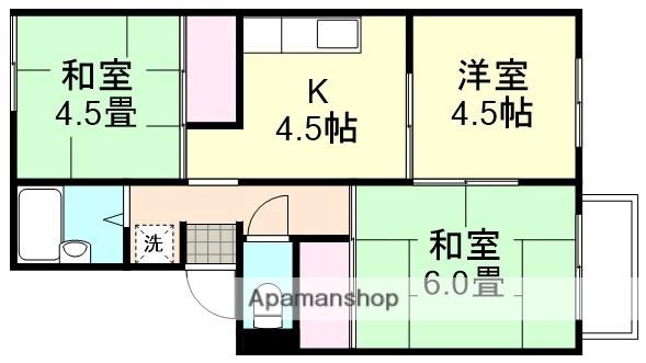 メゾン八軒屋(3K/1階)の間取り写真