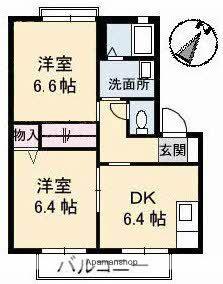 サングランデ(2DK/2階)の間取り写真