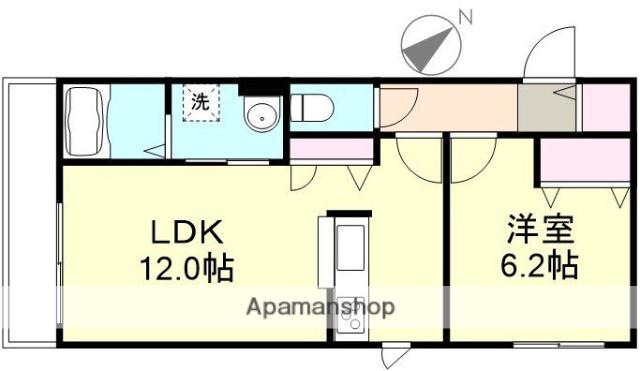 カナリア(1LDK/2階)の間取り写真