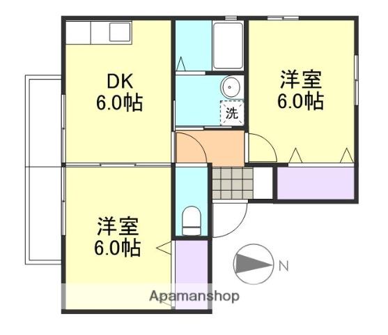プリーマ(2DK/1階)の間取り写真