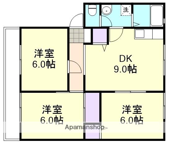 サンライフ中島ⅢE棟(3DK/1階)の間取り写真