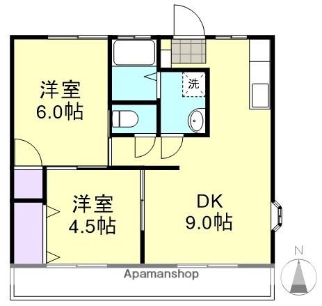 グランアムールもずⅠ(2DK/2階)の間取り写真