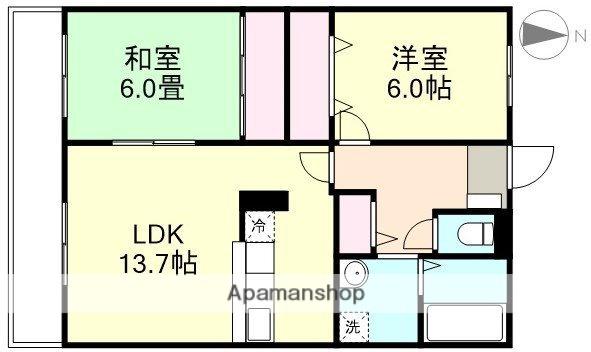 フォブールQUA B(2LDK/3階)の間取り写真