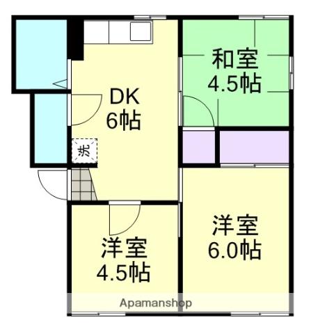 ベルメゾン平野B棟(3DK/1階)の間取り写真