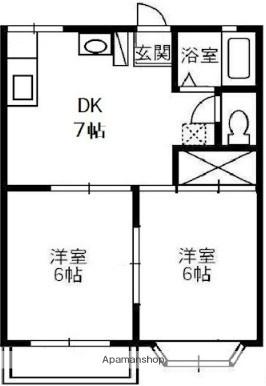 アンジェリーク福島(2DK/2階)の間取り写真