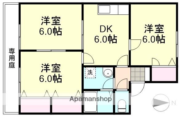 エスポワール都ⅡA棟(3DK/1階)の間取り写真