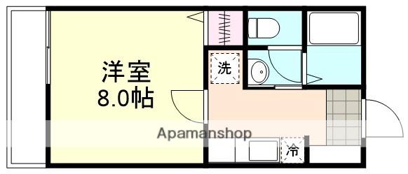 フォブール三冠A(1K/1階)の間取り写真