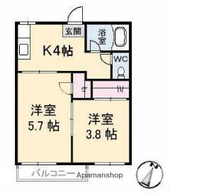 北浦コーポ(2K/1階)の間取り写真