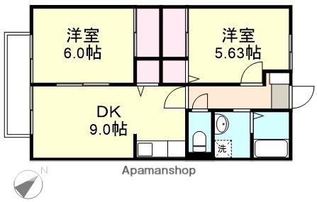 パストラル藤田A棟(2DK/2階)の間取り写真