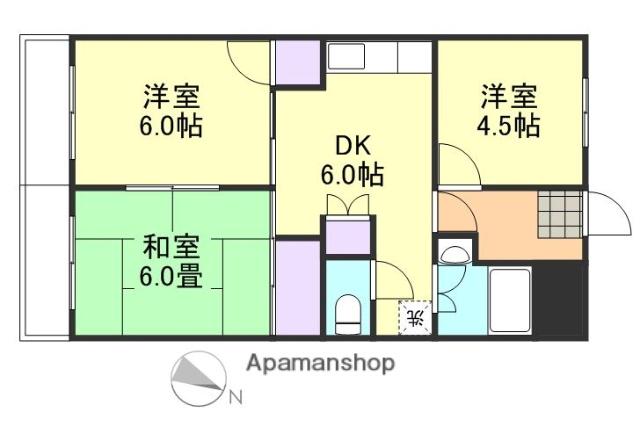 コーポ片山(3DK/3階)の間取り写真