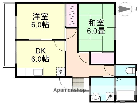 セレッソ玉島(2DK/1階)の間取り写真