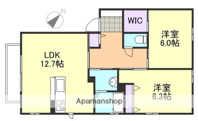アネシス・アイB棟(2LDK/2階)の間取り写真