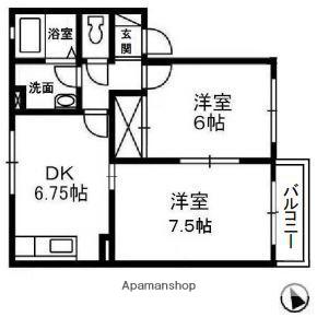 バンビーノD棟(2DK/2階)の間取り写真