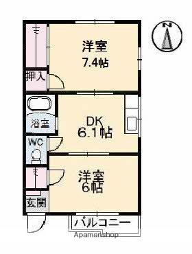 スナダハイツ(2DK/2階)の間取り写真