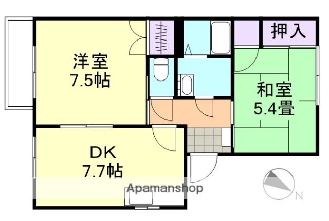 サンライン川入A棟(2DK/2階)の間取り写真