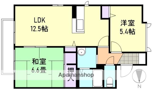 レジデンスナカヤA棟(2LDK/2階)の間取り写真