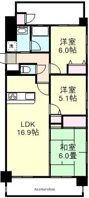 アーバンビュー倉敷(3LDK/7階)の間取り写真