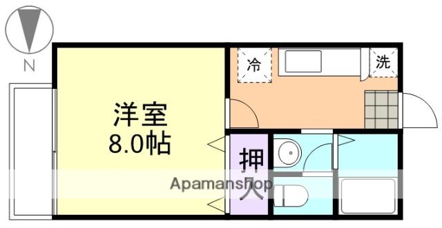 えとあタウンA棟(1K/2階)の間取り写真