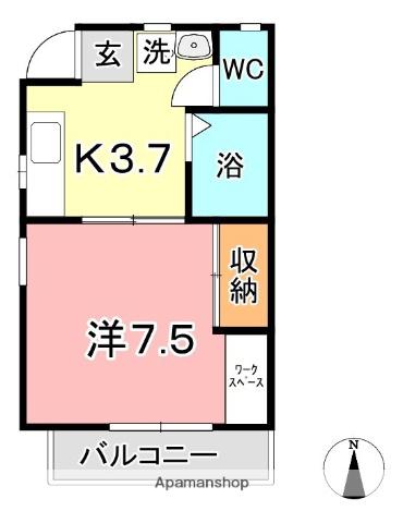 サンライフ中庄2(1K/1階)の間取り写真