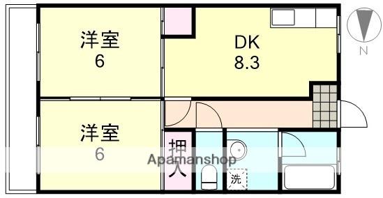 大建アーバンハイツ(2DK/4階)の間取り写真