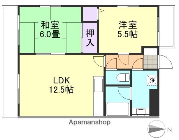 シャトーブリアン(2LDK/3階)の間取り写真